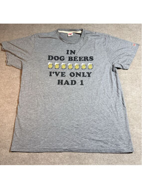 Homage Shirt Mens 2XL Gray In Dog Beers I've Only Had 1 Graphic Soft Tee XXL EUC